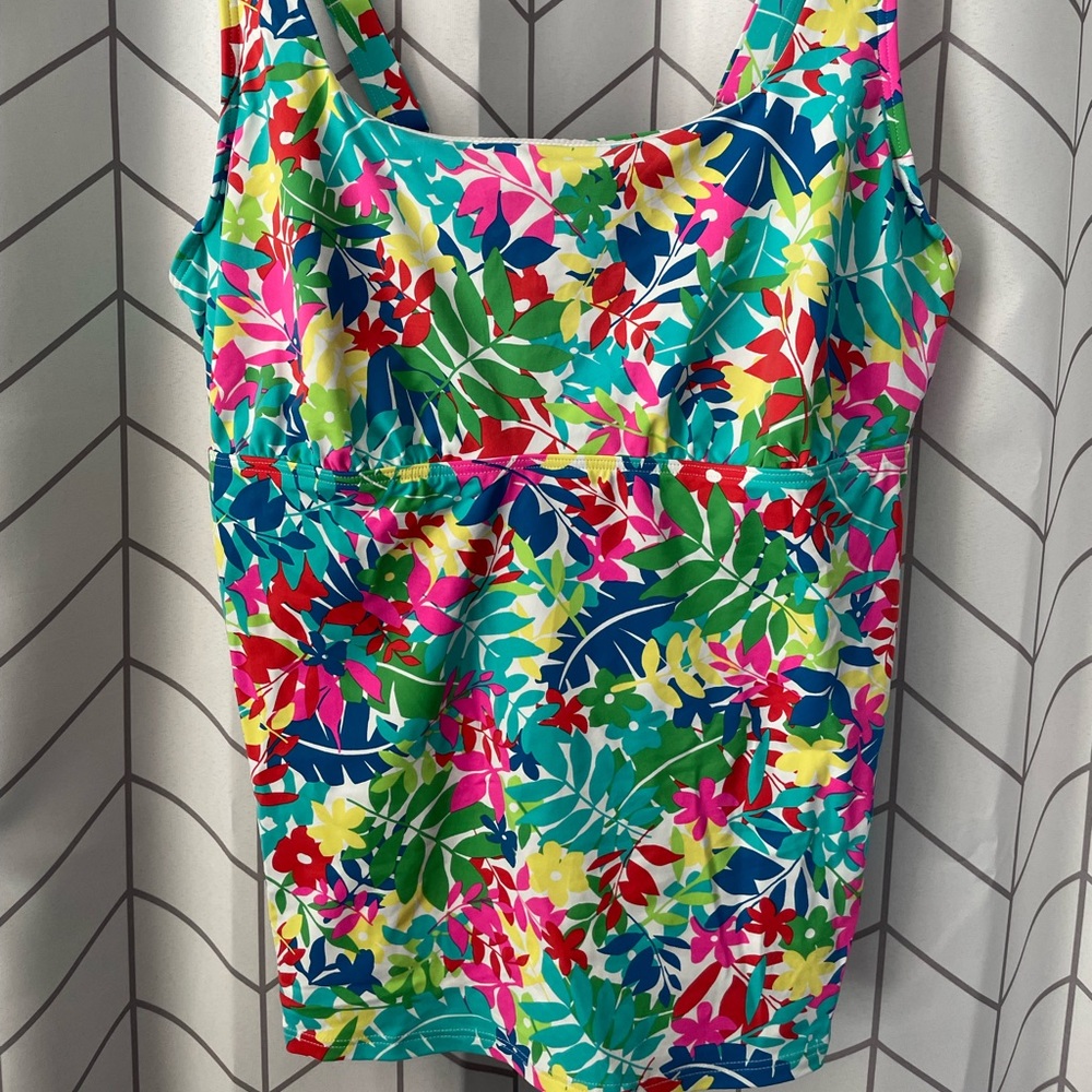 Lands End Women's 16DDD Chlorine Resistant Square Neck Underwire Tankini